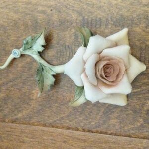 Vintage Italian stamped capodimonte porcelain rose